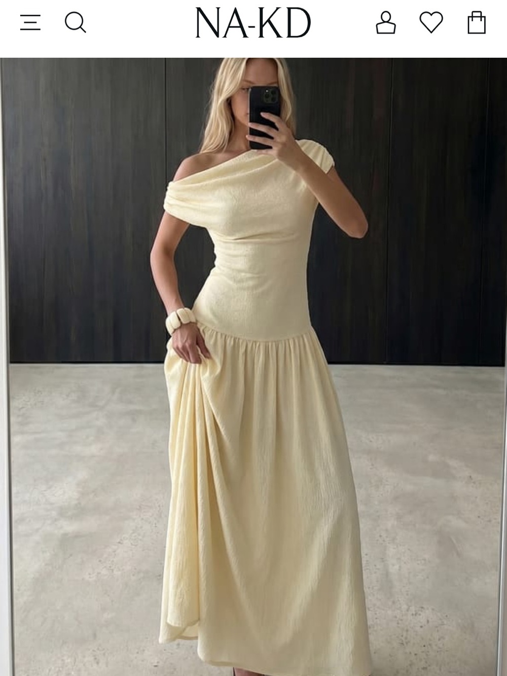 NA-KD Dropped Waist Maxi Dress in Light Yellow